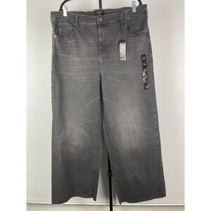 BANANA REPUBLIC Vintage Washed Black Stretch Wide Leg Jeans Women's Size 34/18